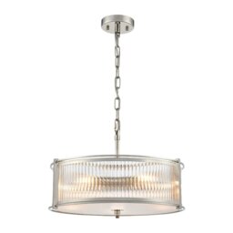 Franklite Sloane 5 Light Ceiling Light In Polished Nickel With Ribbed And Frosted Glass FL2505-5