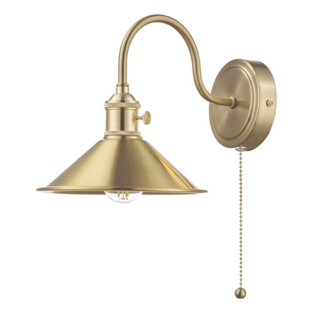 Dar Lighting Hadano Single Wall light In Natural Brass Finish With Brass Shade