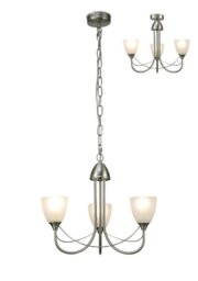Cooper 3 Light Ceiling Pendant/Semi Flush Light In Satin Nickel