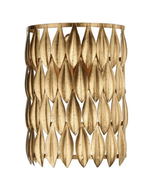 Dar VOL0735 Volcano 1 Light Gold Leaf Design Wall Light