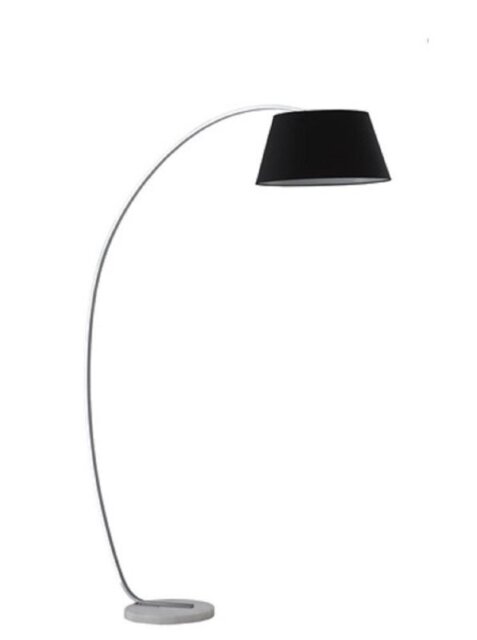 S227/1173 One Light Satin Nickel Finish Floor Light With Marble Base And Black Shade