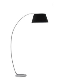 Franklite SL227/1173 One Light Satin Nickel Finish Floor Light With Marble Base And Black Shade