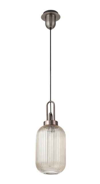 Glenn 1 Light Tubular Ceiling Pendant in Antique Silver With Champagne Glass