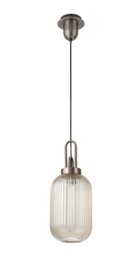 Glenn 1 Light Tubular Ceiling Pendant in Antique Silver With Champagne Glass