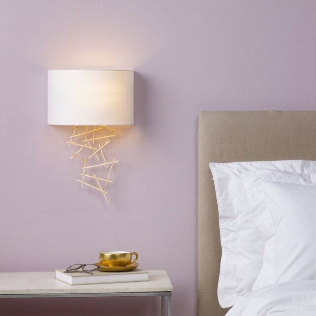 Dar CEV0735 Cevero 1 Light Wall Light In Gold With Ivory Shade