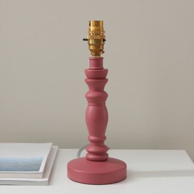 Endon 111521 Bibury Table Lamp Base In Satin Pink Clay And Aged Brass