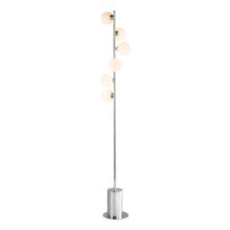 Dar Lighting Spiral 6 Light Floor Lamp In Polished Chrome With Round Opal Glass SPI4950-02