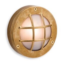 Firstlight 5925BR Nautic Round Wall Light In Brass With Frosted Glass