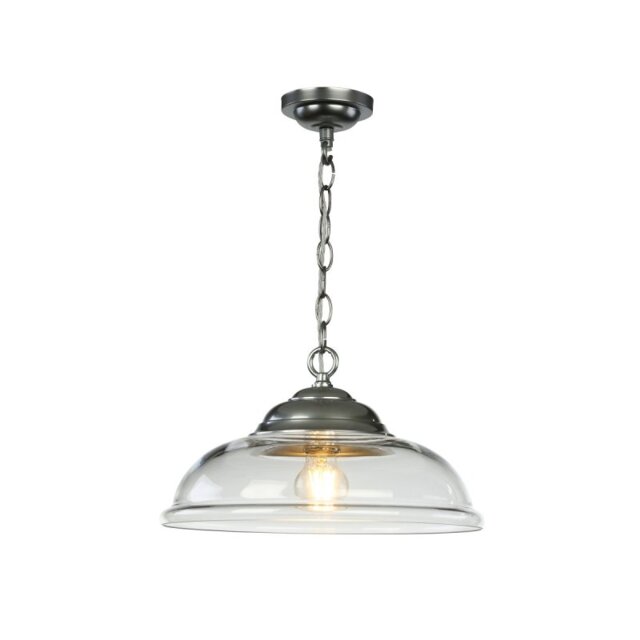 David Hunt Lighting WEB0146C WEBSTER Single Ceiling Pendant Light In Satin Chrome Finish With Clear Glass