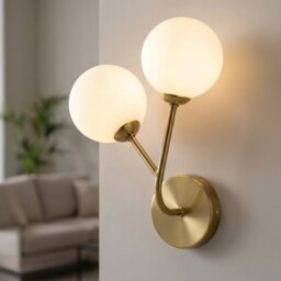 Firstlight 6905BB Groves 2 Light Wall Light In Brushed Brass Finish With Opal White Glass