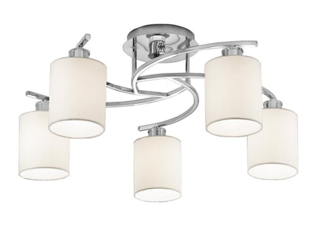 Spell 5 Light Flush Ceiling Light In Chrome Finish With Fabric Shades F2080/5/1124