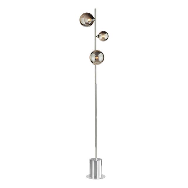 Dar Wisebuys Spiral 3 Light Floor Lamp In Polished Chrome With Smoked Glass