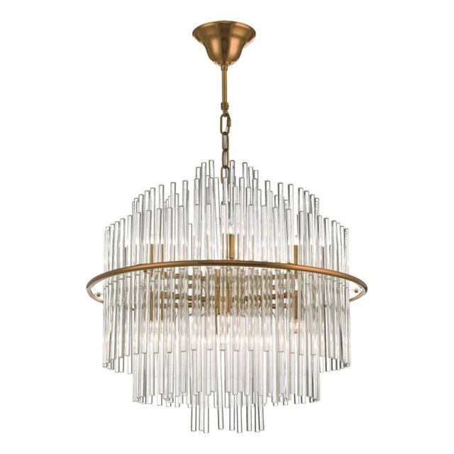 Dar LUK1735 Lukas 13 Light Ceiling Pendant In Gold With Clear Glass