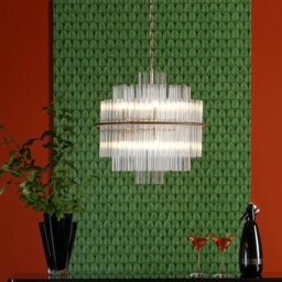 Dar LUK1735 Lukas 13 Light Ceiling Pendant In Gold With Clear Glass