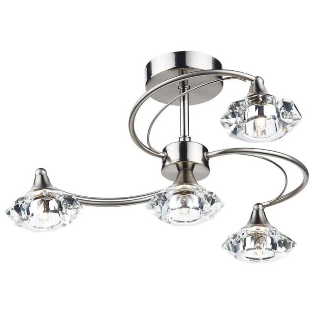 Dar LUT0446 Luther 4 Light Semi Flush Ceiling Light in Satin Chrome