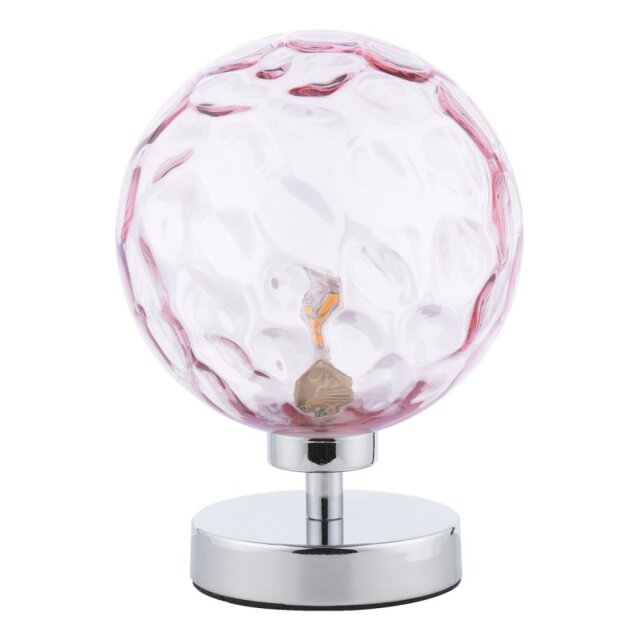 Dar Lighting Esben Table Lamp In Polished Chrome Finish With Pink Dimpled Glass ESB4150-13