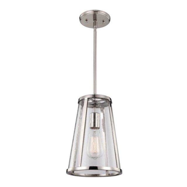 FE-HARROW-P-S Harrow 1 Light Polished Nickel Small Ceiling Pendant