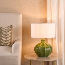 Dar Lighting Amrita Ceramic Table Lamp Base In Green And Antique Brass