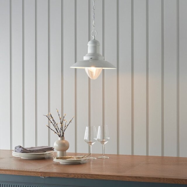 Endon Lighting 94371 Polperro Ceiling Pendant Light In Cream Finish