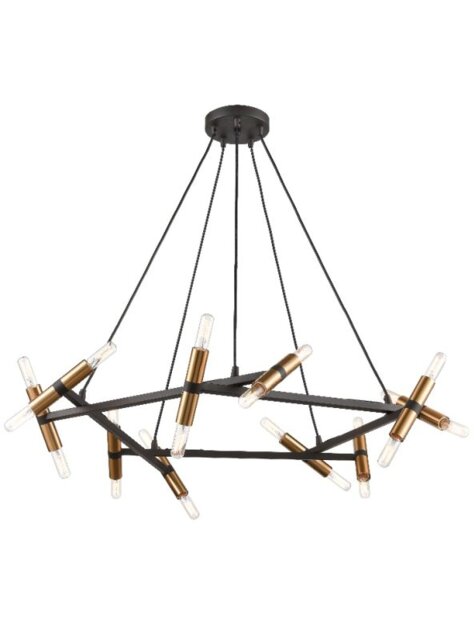 Franklite FL2418-20 Anglit 20 Light Ceiling Pendant Light In Matt Black And Old Gold