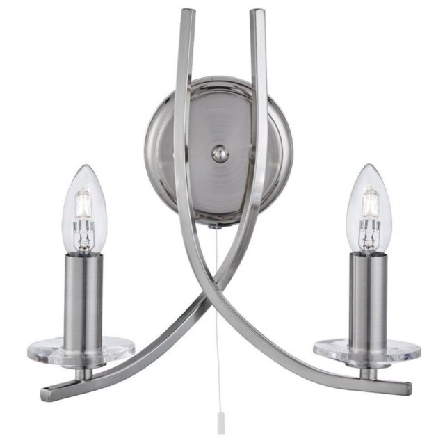 Searchlight 4162-2SS Ascona 2 Light Wall Light in Satin Silver
