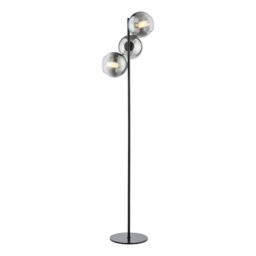 Dar Lighting Lycia 3 Light Floor Lamp In Matt Black With Smoked Ombre Glass LYC4922