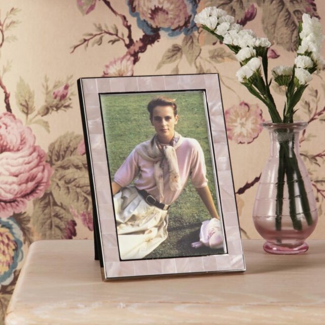 "Laura Ashley Whitford Photo Frame In Polished Nickel And Pink Finish 4"" x 6"" LA3756697-Q"