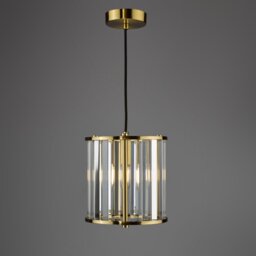 Dar Lighting Kiran Ceiling Pendant In Natural Brass Finish With Crystal Glass