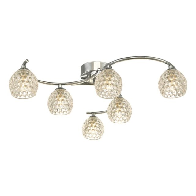 Dar Wisebuys Nakita 6 Light Semi Flush Ceiling Light In Polished Chrome With Dimpled Glass
