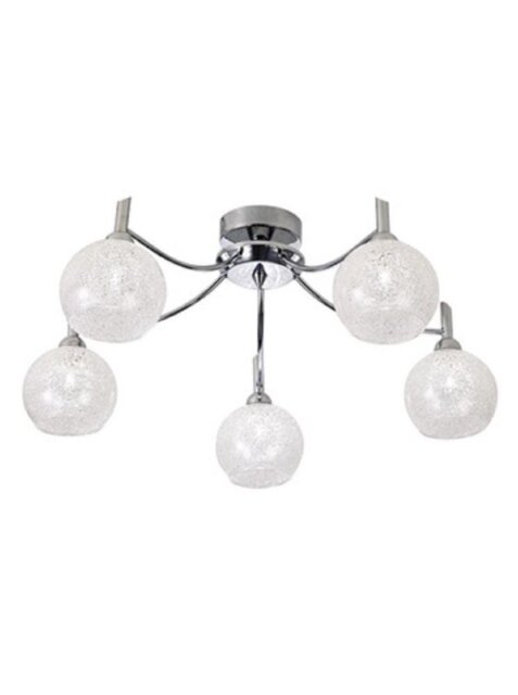 F2359/5 5 Light Ceiling Pendant In Chrome With Crystal Lined Clear Glass Shades