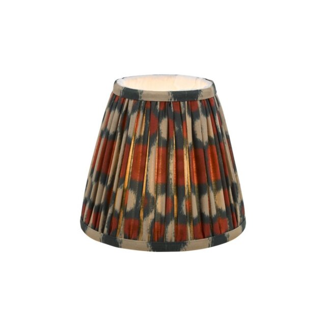 Dar Lighting Ikat Red And Green Cotton Tapered Drum Shade 15cm