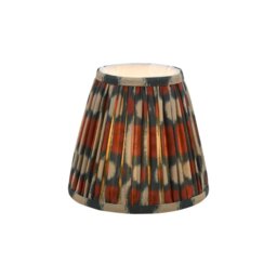 Dar Lighting Ikat Red And Green Cotton Tapered Drum Shade 15cm