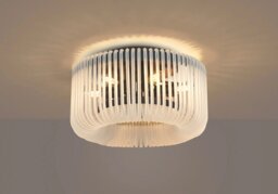 Verne 40 cm Round Flush Ceiling Light In Black Finish With Frosted Glass