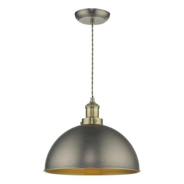 Dar Lighting GOV0161 Governor Ceiling Pendant In Antique Chrome And Antique Brass Finish