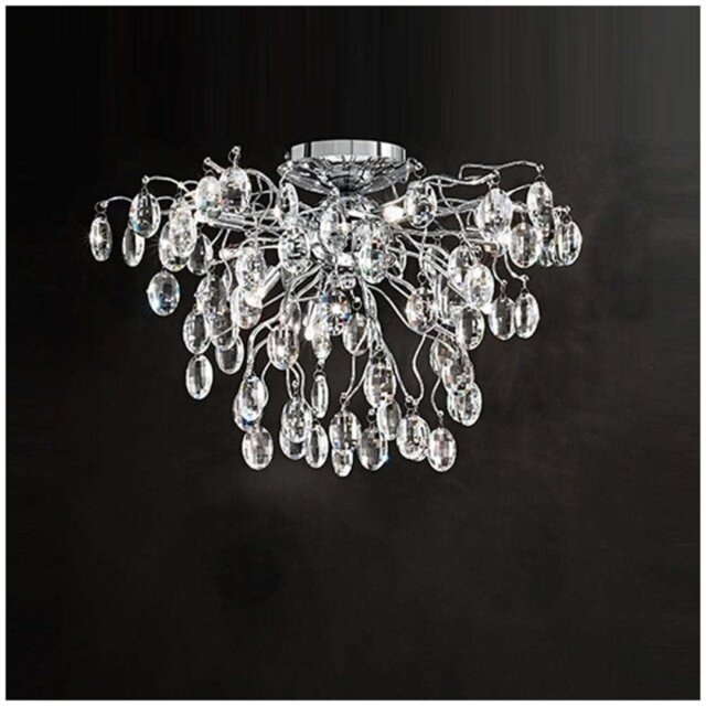 Franklite FL2326/8 Chrome 8 Light LED Crystal Ceiling Light