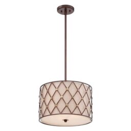 QZ/BROWNLATT/P/M Brown Lattice 3 Light Copper Medium Ceiling Pendant