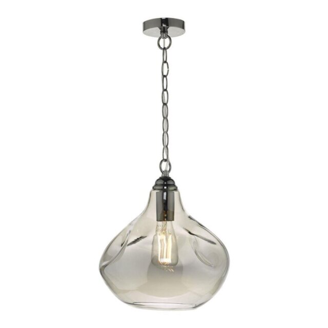 Dar ESA0110 Esarosa 1 Light Ceiling Pendant In Smoked Glass And Black Chrome