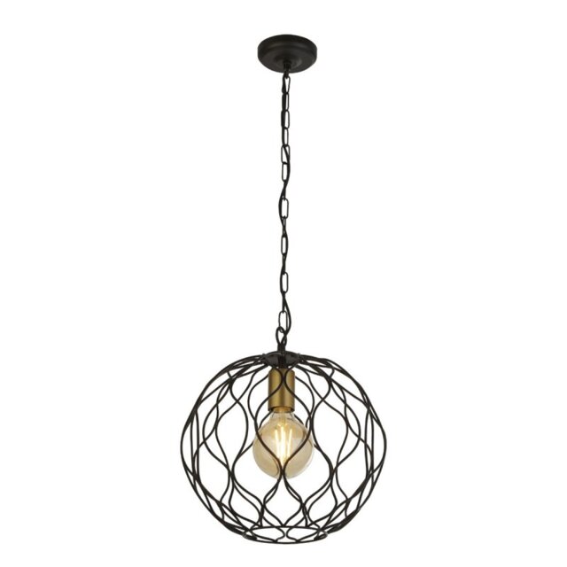 Searchlight Modern 1 Light Orb Ceiling Pendant In Matt Black And Gold