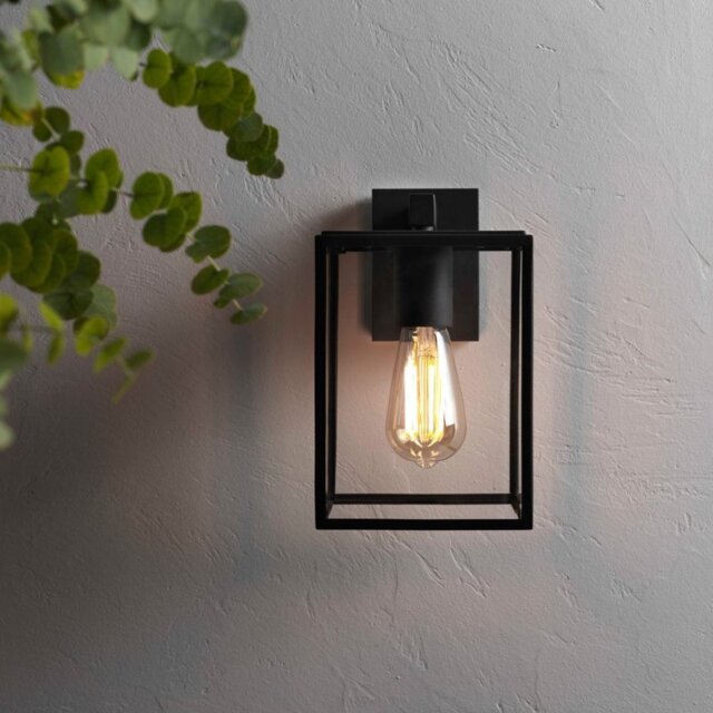 Astro 1354003 Box One Light Outdoor Lantern Wall Light In Black - Height: 270mm