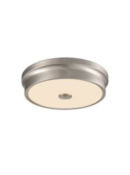 Franklite Small LED Flush Ceiling Light In Satin Nickel With Matt White Glass C5799