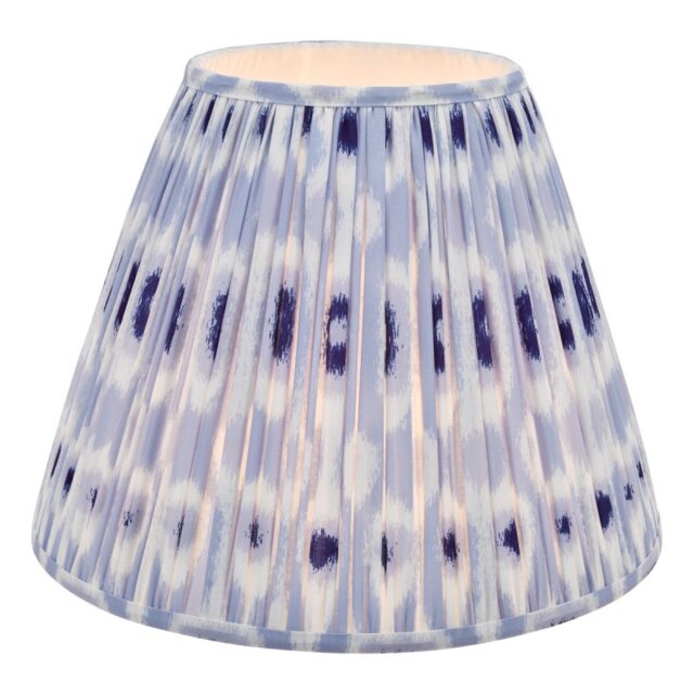 Dar Lighting Ikat Blue And White Cotton Tapered Drum Shade 40cm