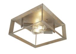 Searchlight 2412-2SI Heaton 2 Light Flush Ceiling Light In Brushed Silver Gold