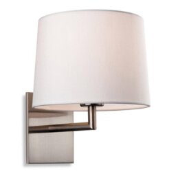 Firstlight 4935BS Grand One Light Wall Light In Brushed Steel With Cream Shade
