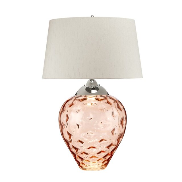 Quintiesse QN-SAMARA-TL-LRG-SLM Samara Large Table Lamp In Salmon Tint And Polished Nickel Finish