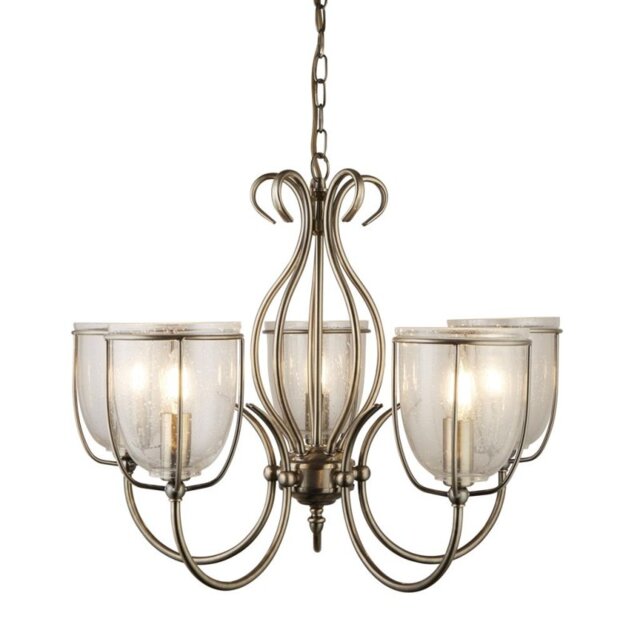 Searchlight 6355-5AB Silhouette 5 Light Ceiling Pendant In Antique Brass