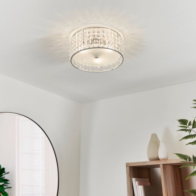 Endon 61252 Belfont Crystal Bathroom Ceiling Flush Light IP44