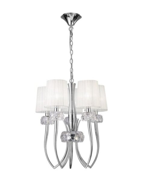 Mantra M4632 Loewe 5 Light Slim Pendant Light With Shades In Chrome