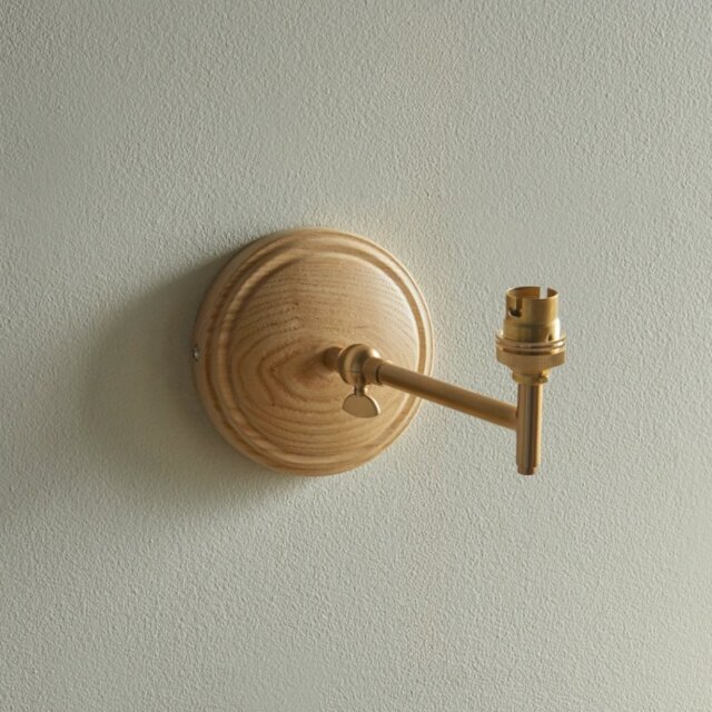 Endon 115077 Wood Fold Wall Light In Ash Wood And Aged Brass Finish