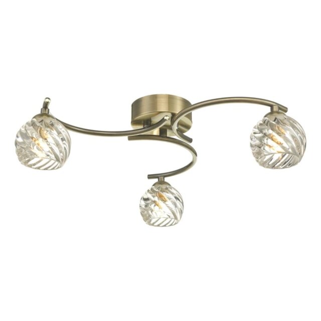 Dar Wisebuys Nakita 3 Light Semi Flush Ceiling Light In Antique Brass With Twisted Glass