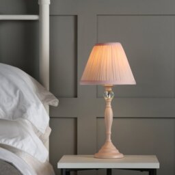Laura Ashley Ellis Satin Pink Table Lamp With Blush Cotton Shade